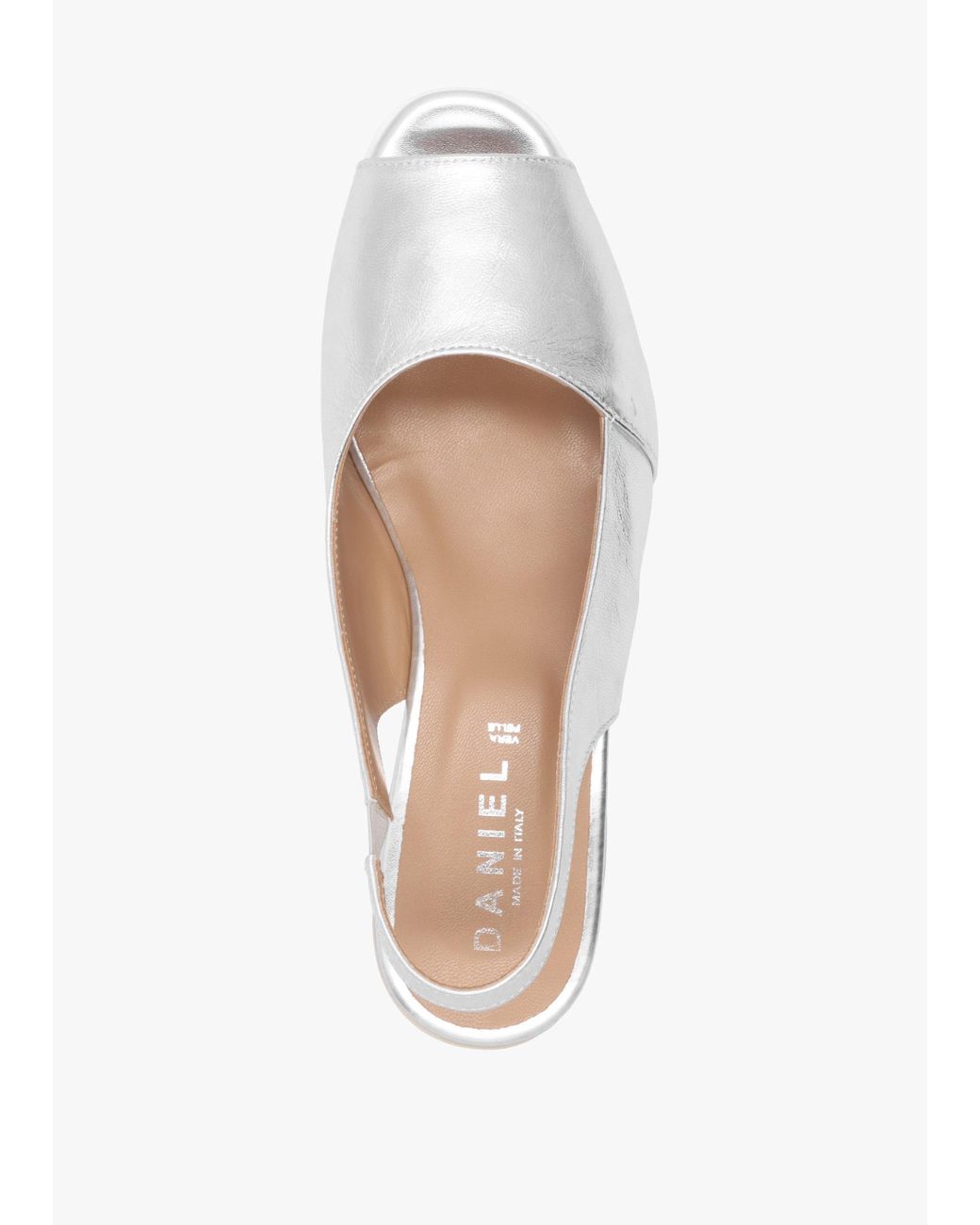 Daniel White Canna Silver Leather Peep Toe Wedge Sandals