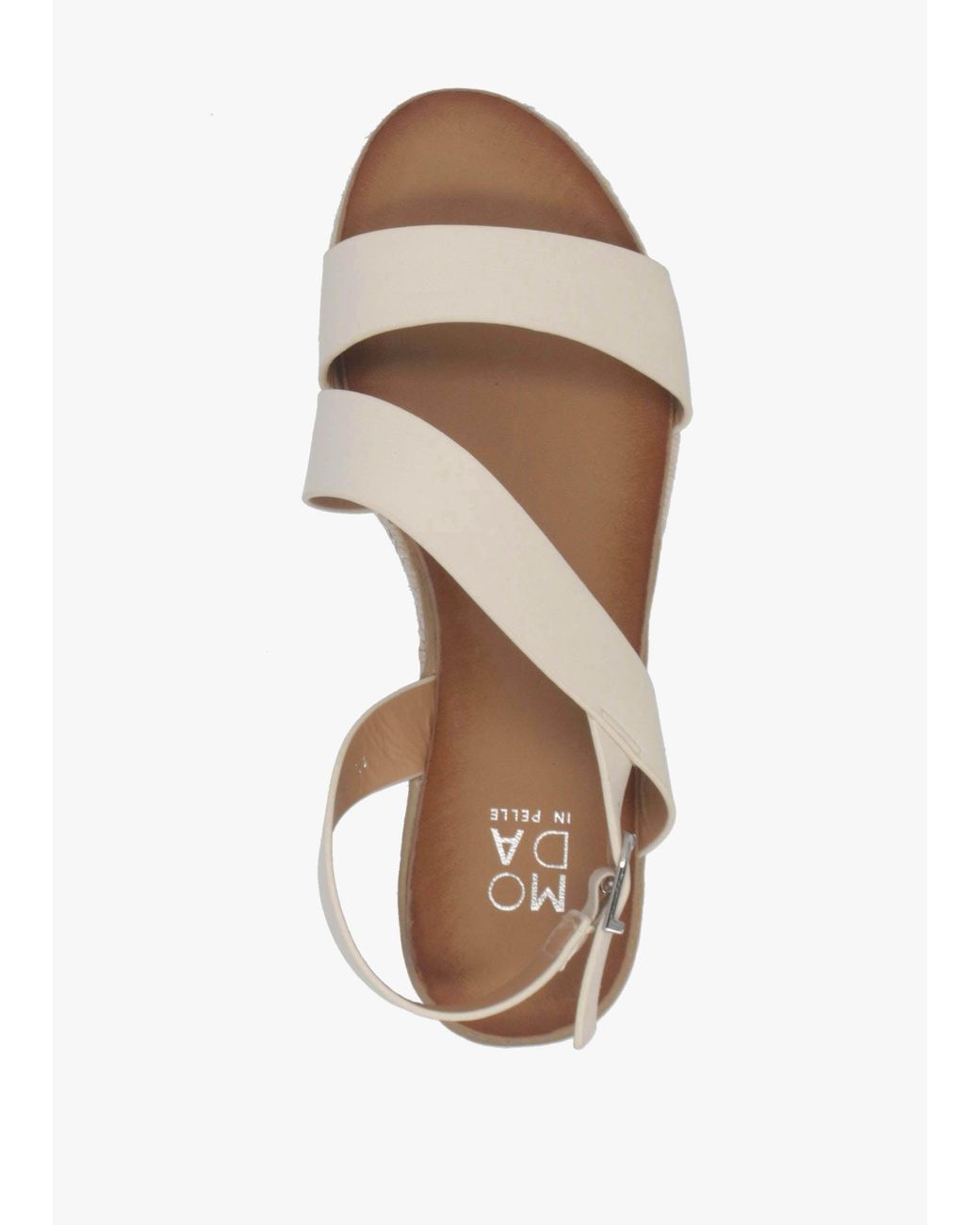 Moda In Pelle White Joani Cream Strappy Low Wedge Sandals