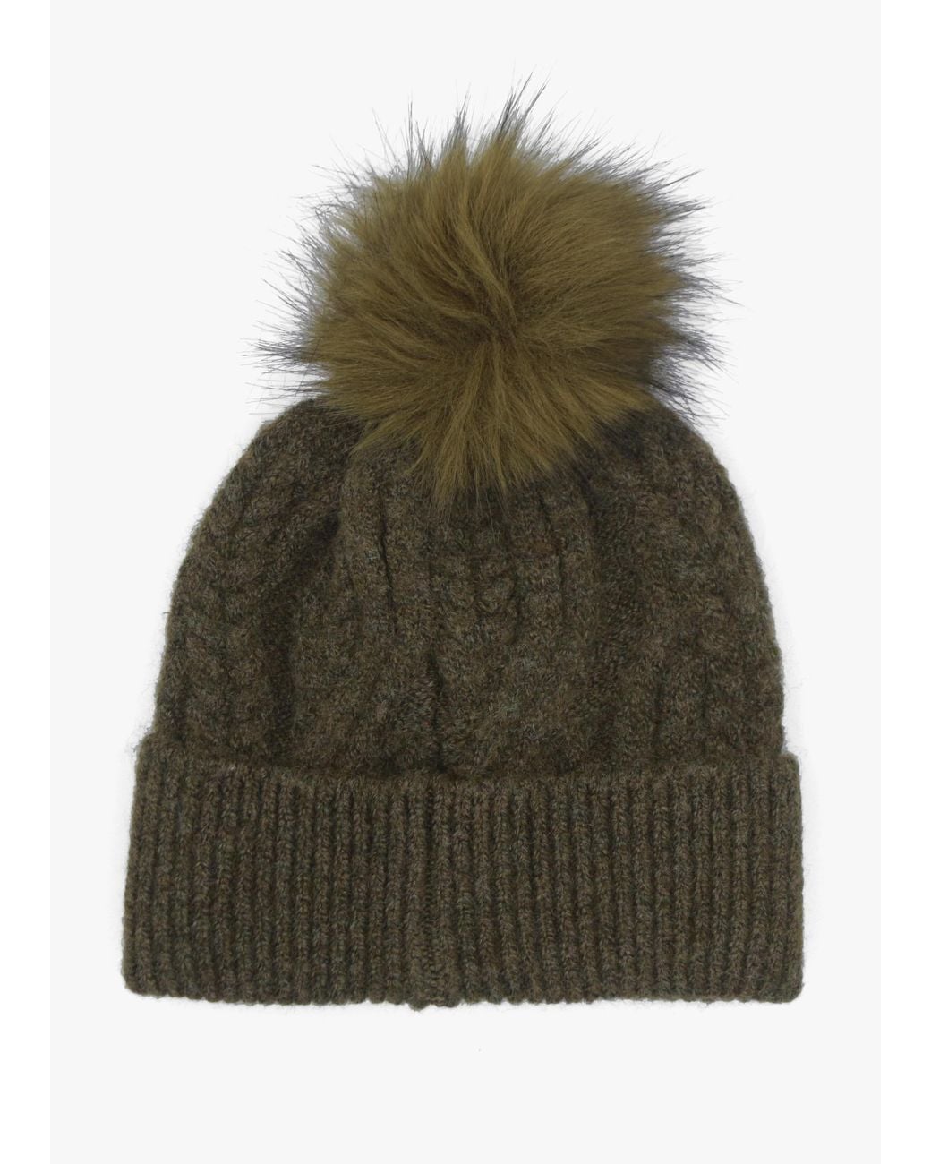 Barbour Green Elsdon Cable Knit Beanie Hat