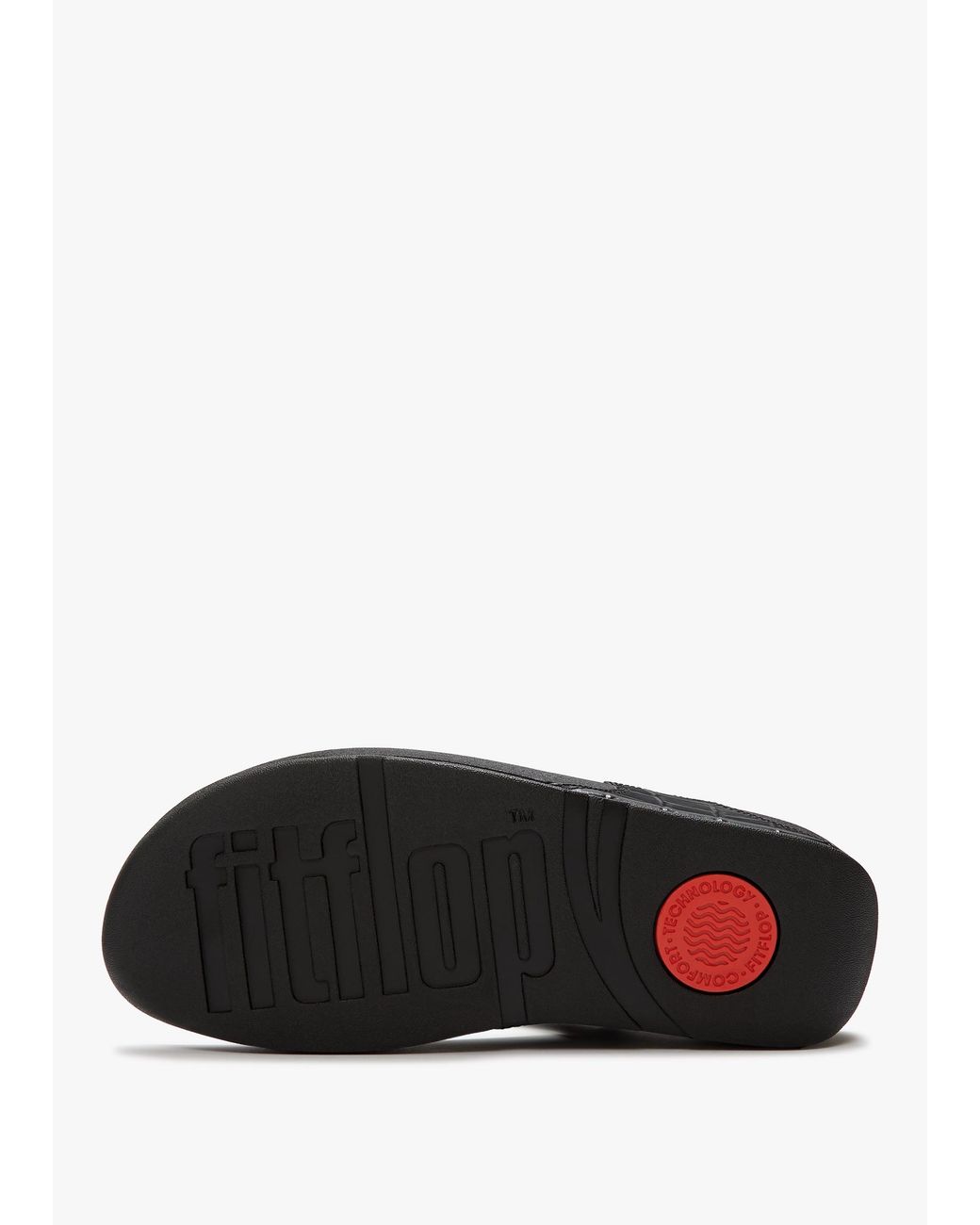 Fitflop Black Lulu All Leather Moc Croc Toe Post Sandals