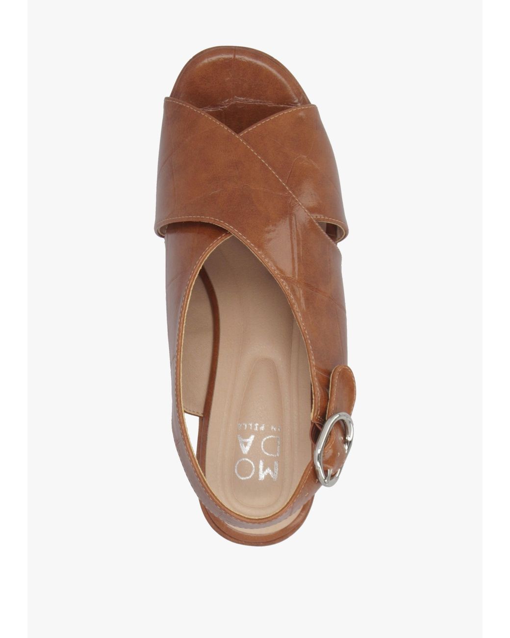 Moda In Pelle Brown Nakara Tan Moc Croc Chunky Platform Heel Sandals
