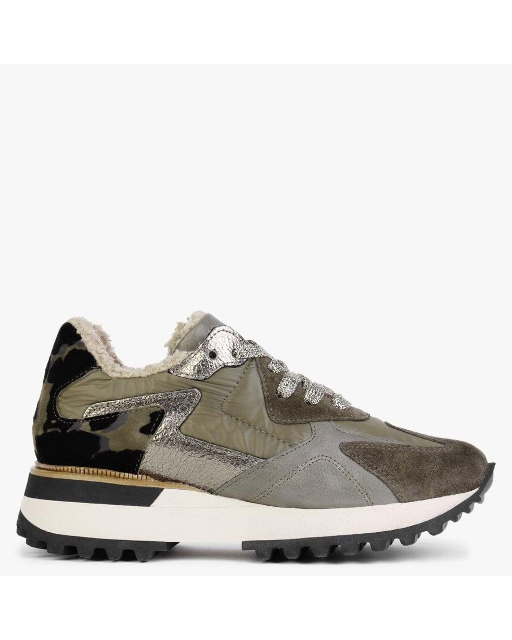 Alpe Bisque Khaki Suede Mix Trainers in Green | Lyst