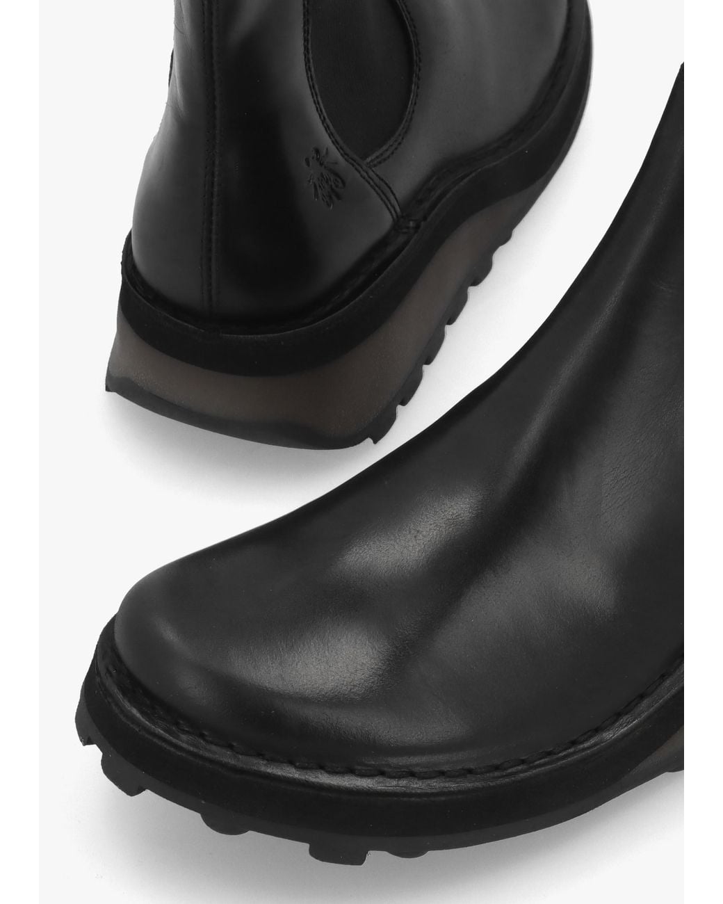 Fly London Black Huud Low Wedge Chelsea Boots