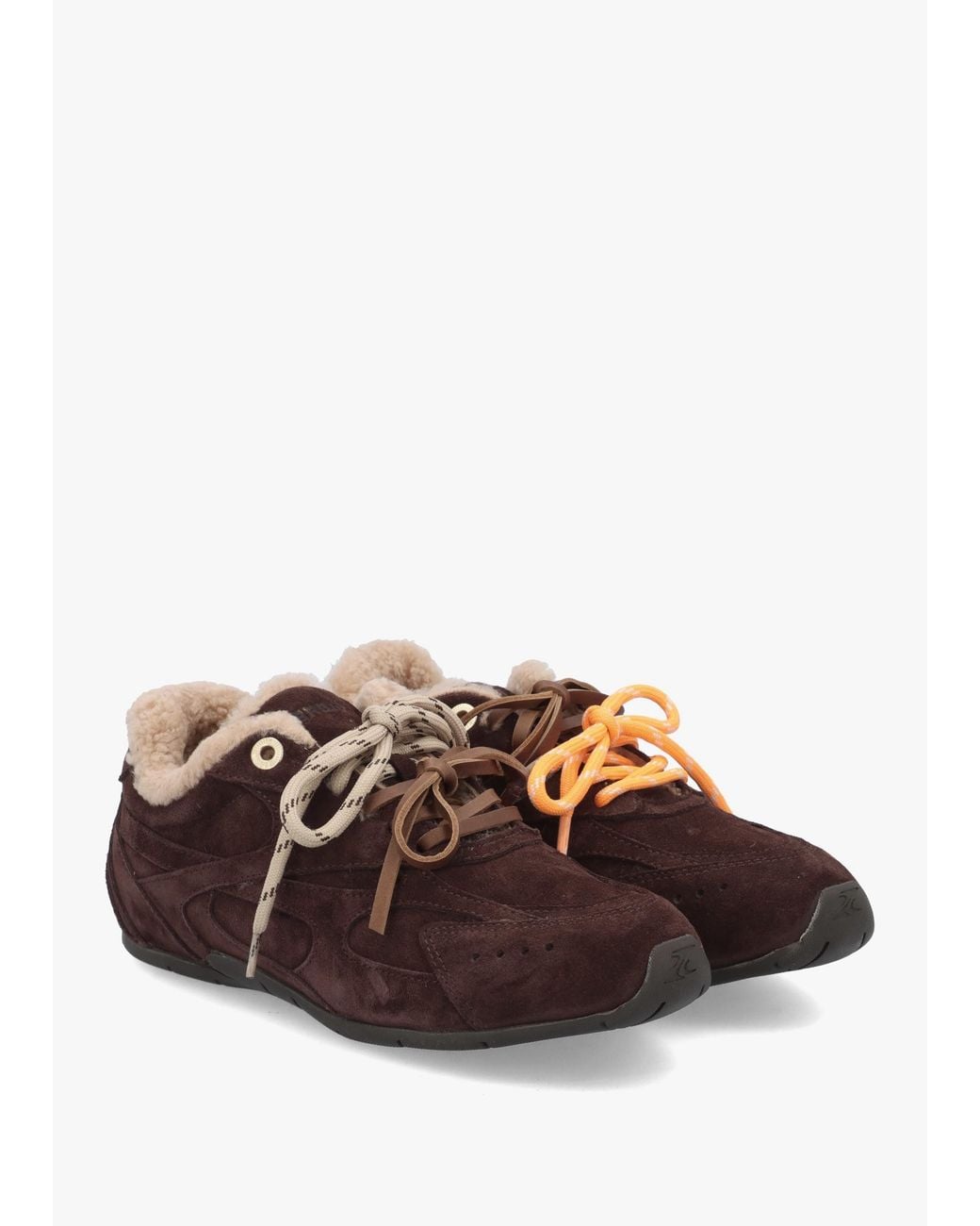 Bronx Brown Myr-Aa Shearling Low Top Trainers