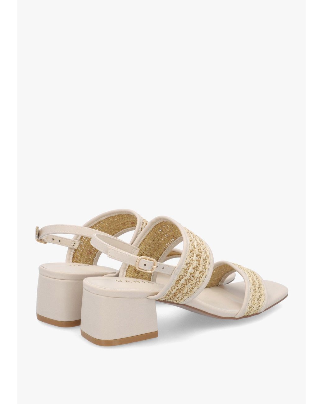 Daniel Natural Rebecca Woven Two Bar Mid-Block Heel Sandals