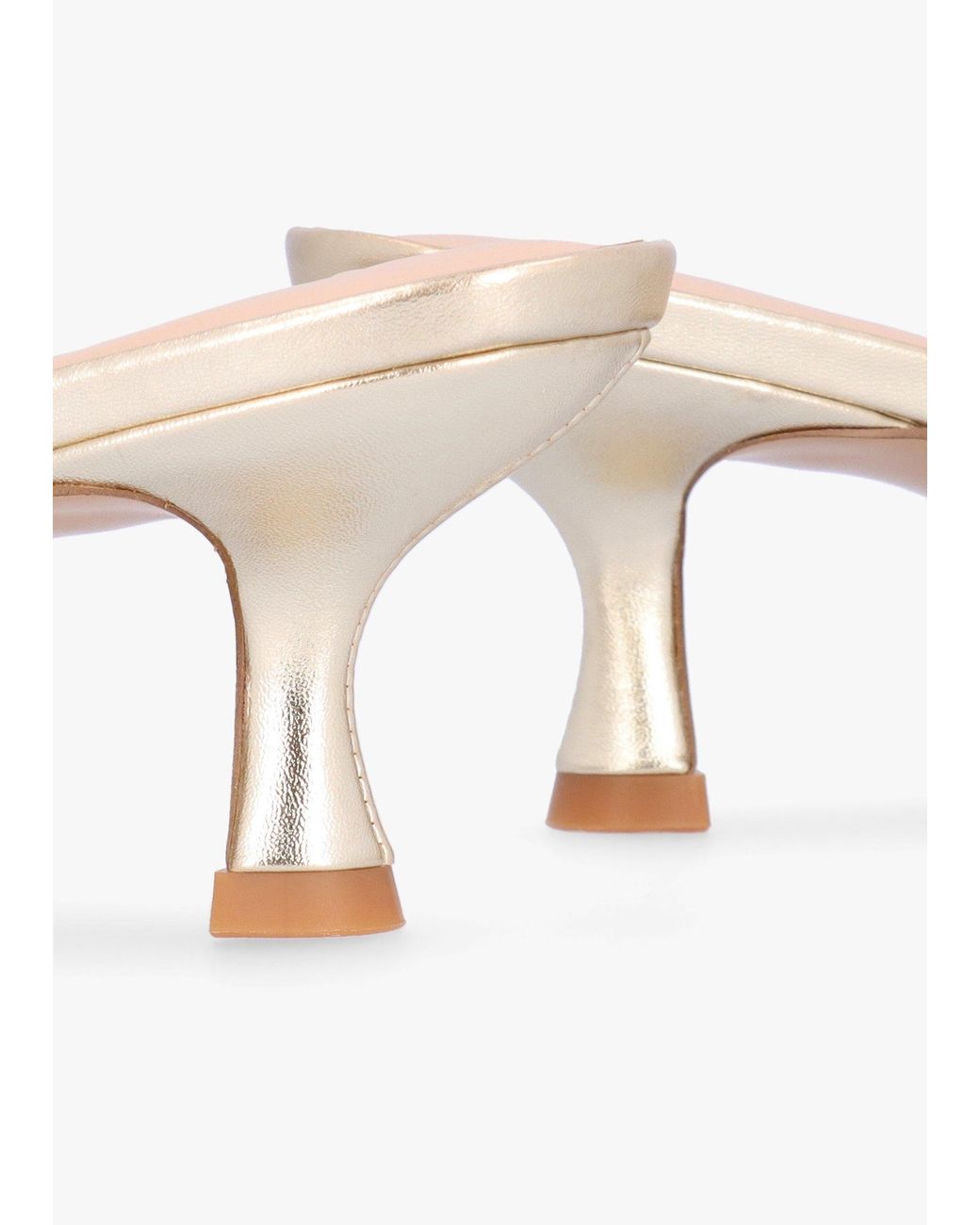 Daniel Natural Eden Leather Toe Post Kitten Heel Sandals