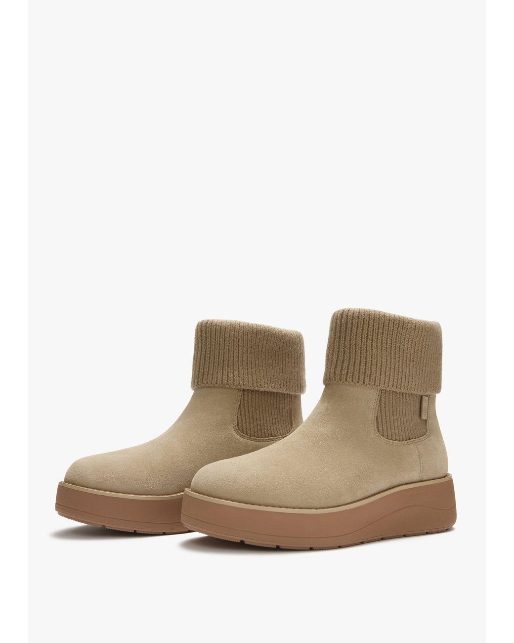 Fitflop Brown Gen-Ff Roam Suede Knitted Collar Chelsea Boots