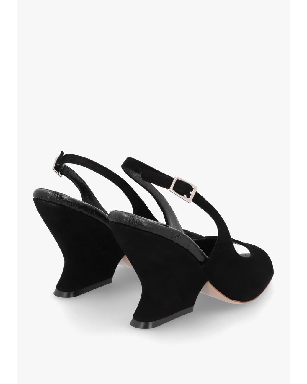 Daniel Margot Black Suede Sculpted Wedge Sandals