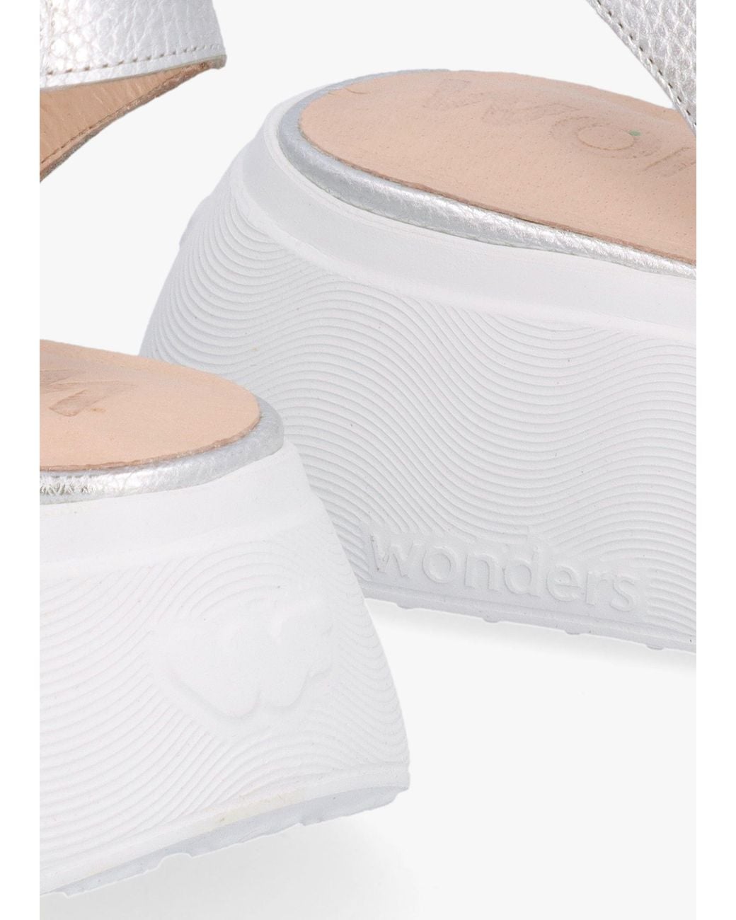 Wonders White Acalia Chunky Low Wedge Sling Backs
