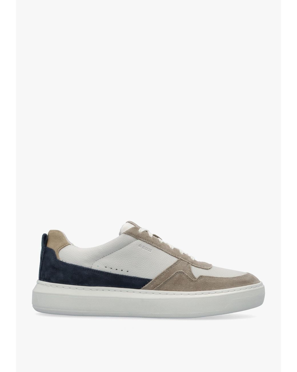 Geox White U Deiven Sand Leather Trainers