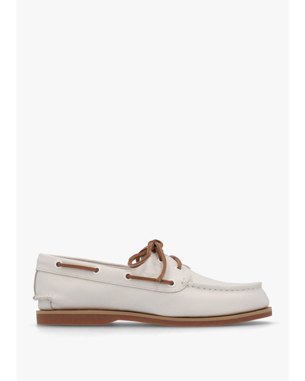 Timberland White Classic Natural Full Grain Leather Boat Shoes