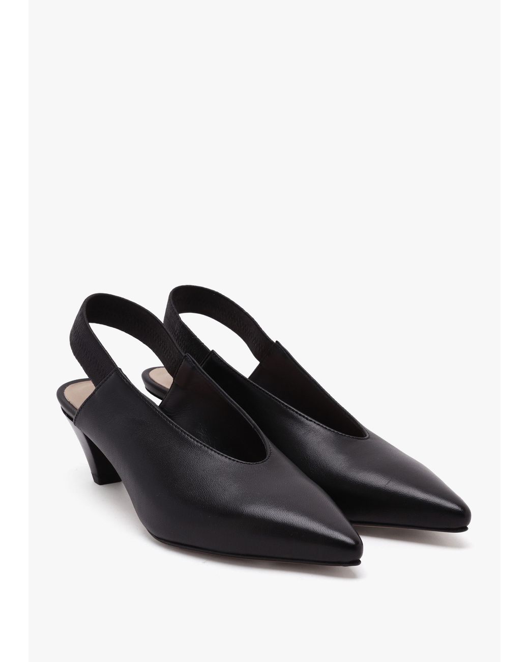 Daniel Blue Sani Black Leather Pointed Almond Toe Heeled Sling Backs