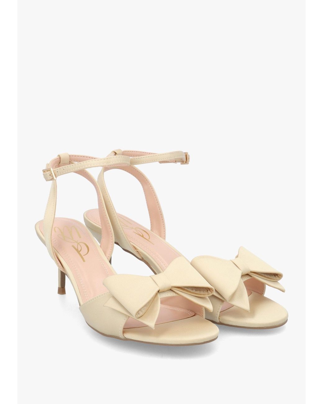 Moda In Pelle Natural Lotty Muted Satin Bow Low Heel Sandals