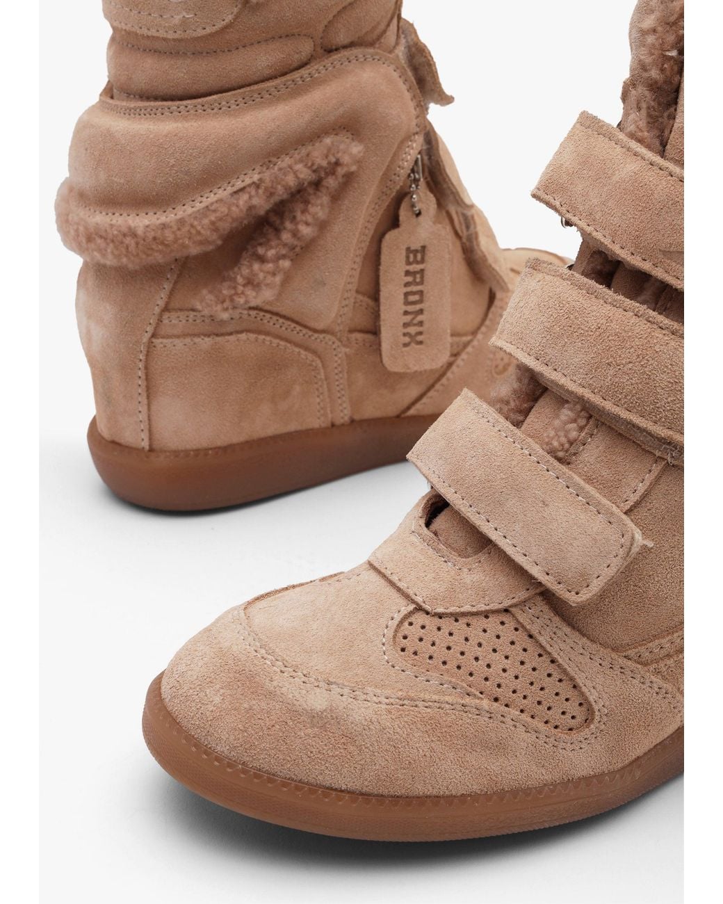 Bronx Brown Jae-Yy Shearling High Top Wedge Trainers