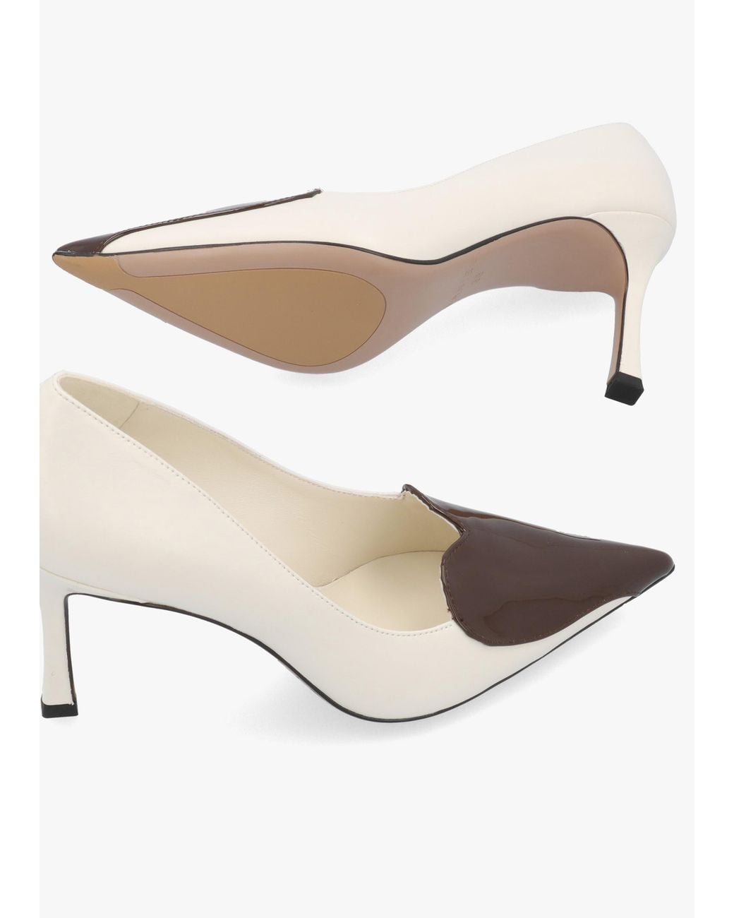 Daniel White Elove Off Leather Heart Toe Cap Court Shoes