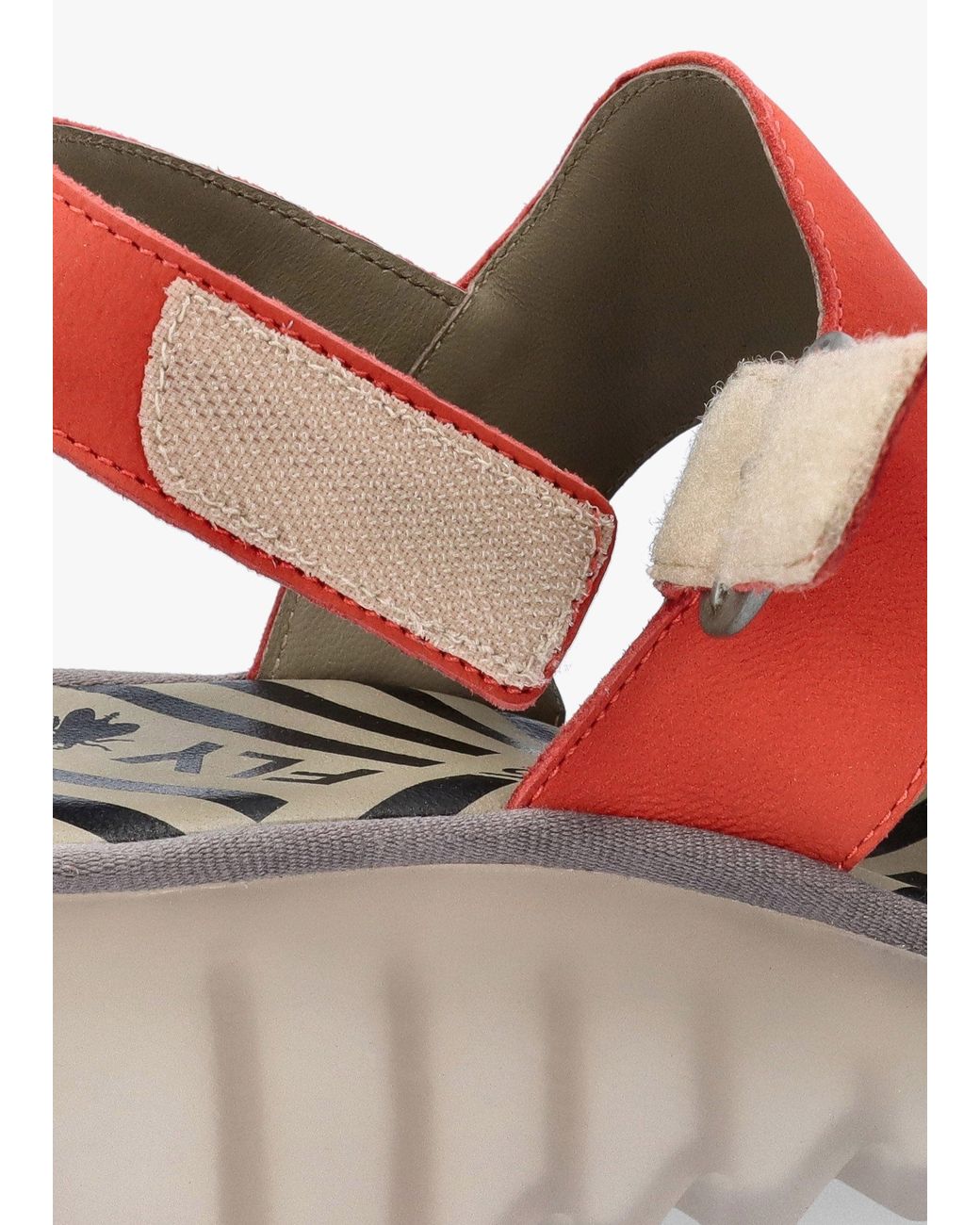 Fly London Red Baif Devil Nubuck Leather Mid Wedge Sandals