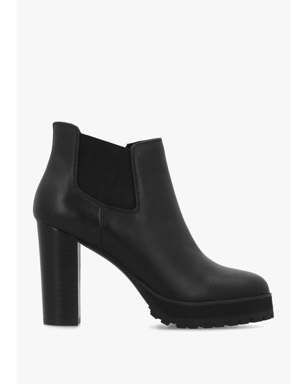 Daniel Black Shlock Leather Low Cut Platform Block Heel Ankle Boots
