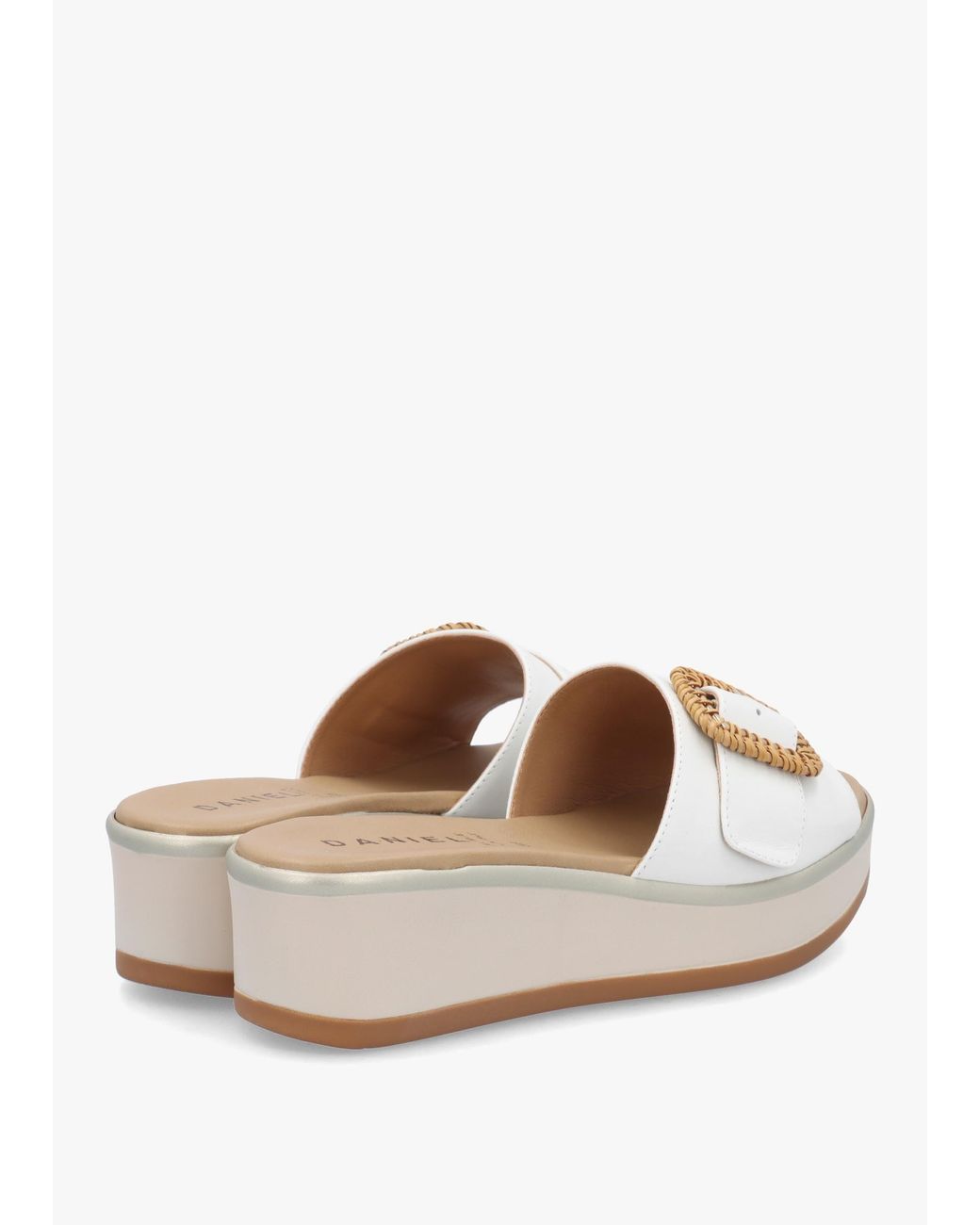Daniel White Rowhip Woven Buckle Flatform Mules