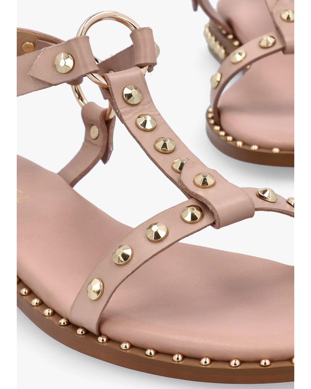 Daniel Natural Everlast Nude Leather T Bar Studded Sandals