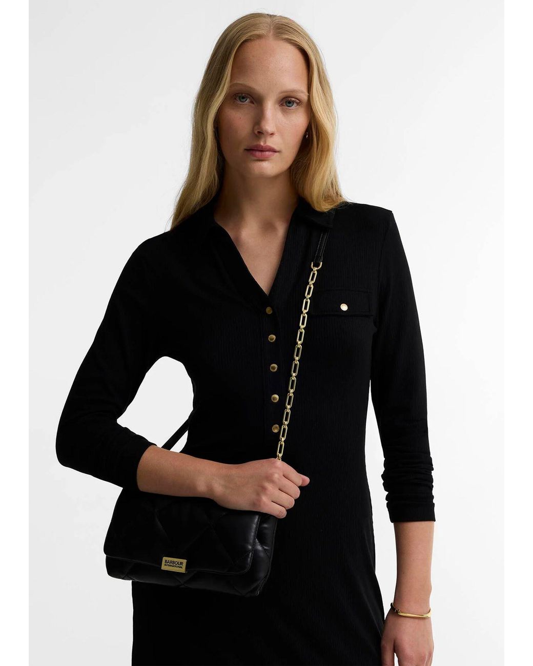 Barbour Black Soft Quilted Cross-Body Bag