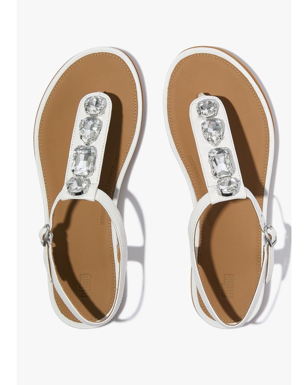 Fitflop White Gracie Ultra Jewel Ultra Leather T-Bar Sandals