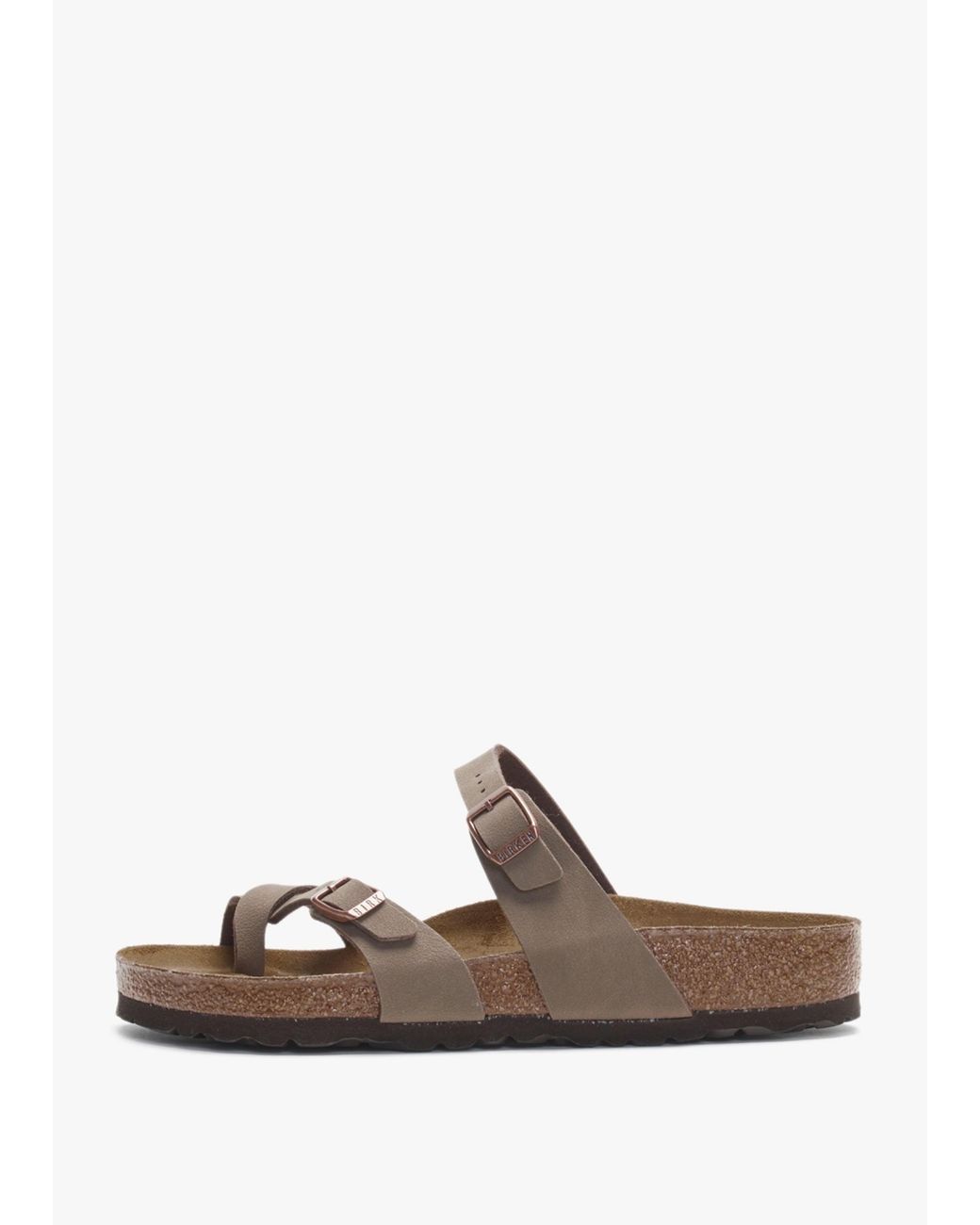 Birkenstock White Mayari Birko-Flor Nubuck Mocca Thong Sandals