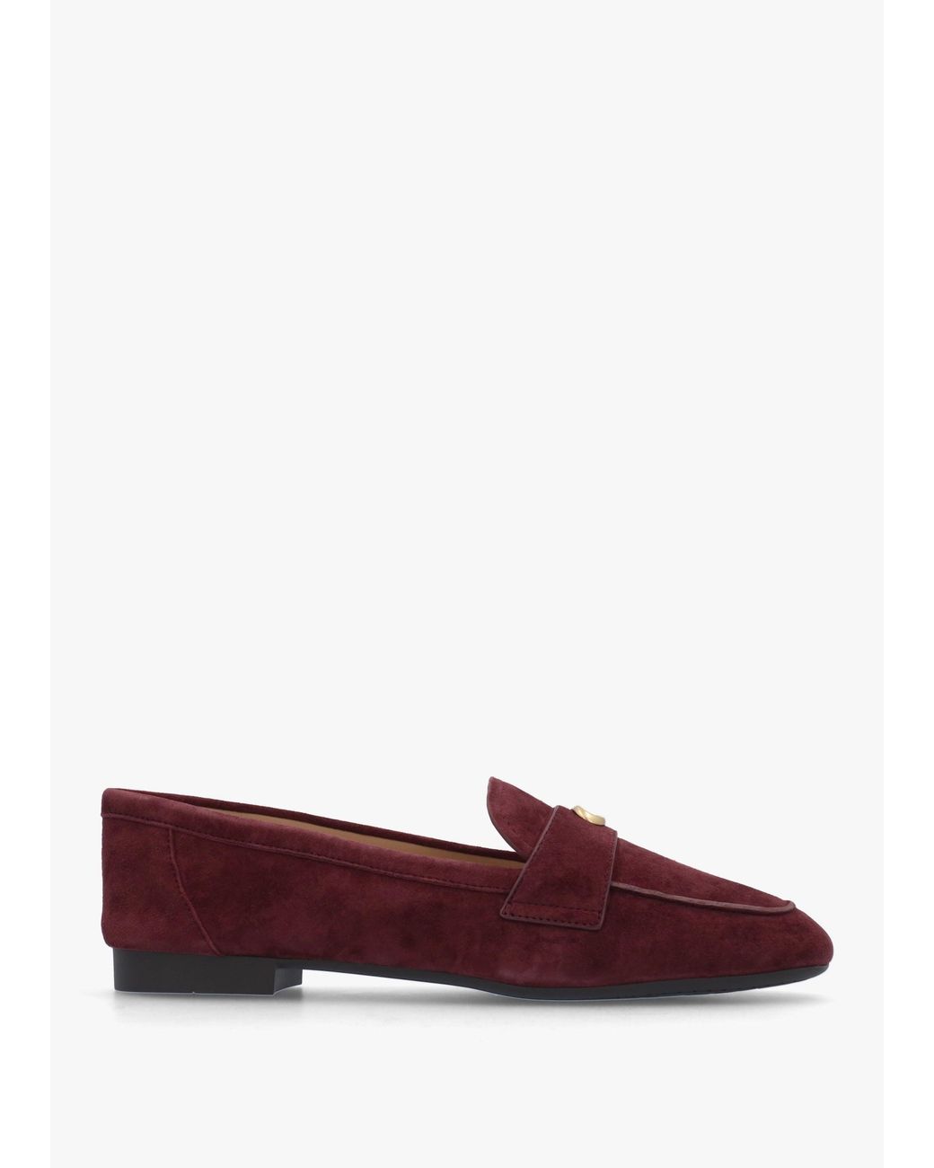 COACH Red Sculpted C Merlot Suede Loafers