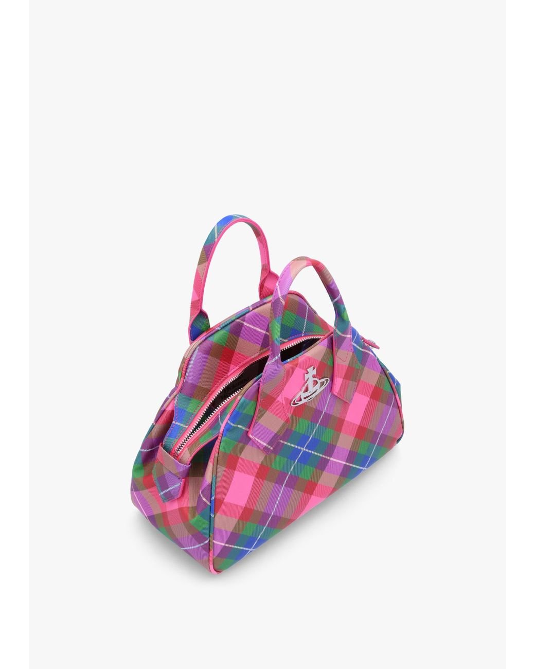 【Vivienne Westwood】Mini Yasmin Tote Bag Candy Tartan Yasmine Mini tartan tote bag in multicoloured - Vivienne