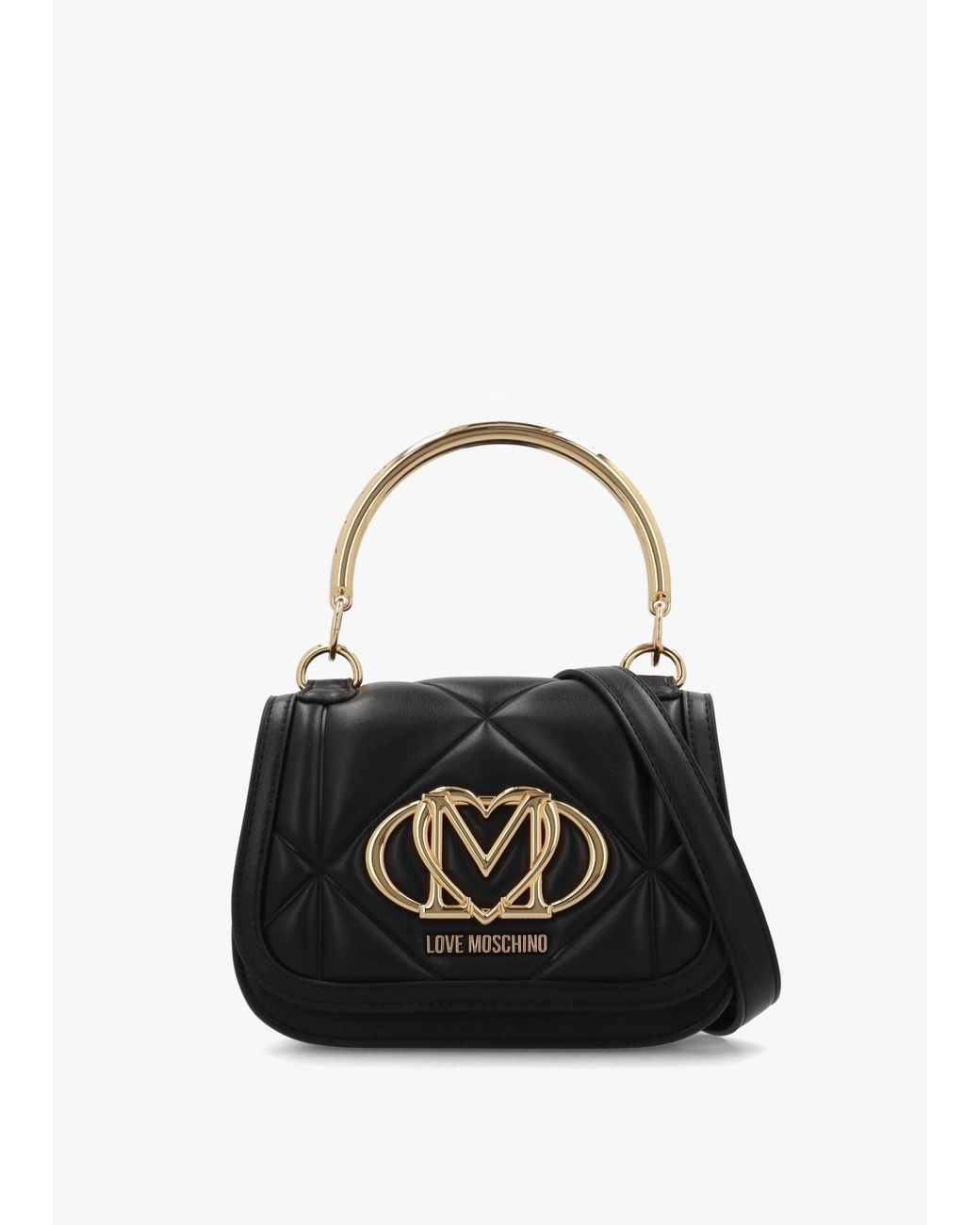 Love Moschino Black Quilted Nero Embossed Top Handle Shoulder Bag