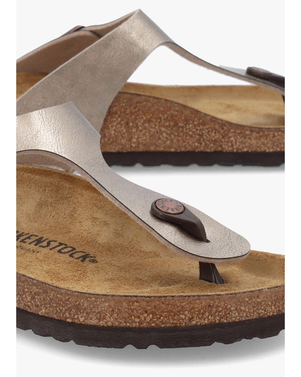 Birkenstock White Gizeh Graceful Taupe Birko-Flor Sandals