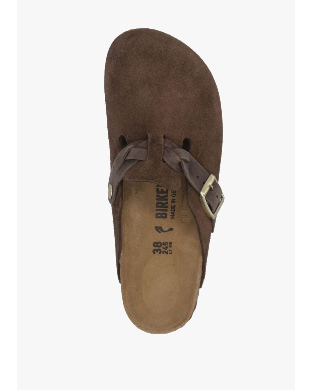 Birkenstock Brown Boston Braided Carafe Suede Leather Clogs