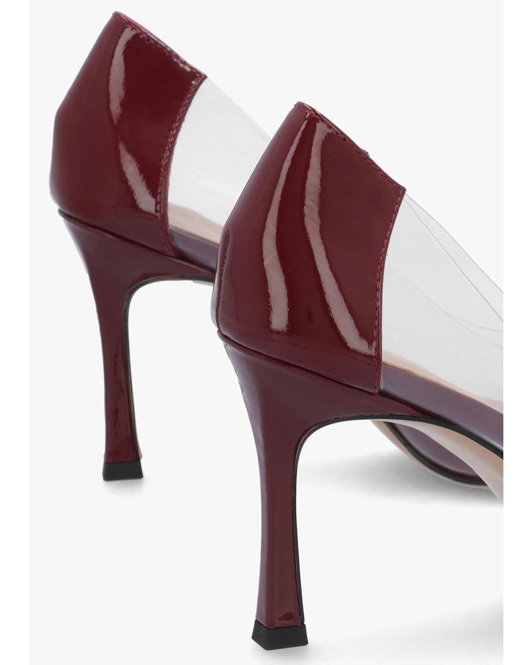 Daniel Pink Elove Perspex Burgundy Leather Heart Toe Cap Court Shoes