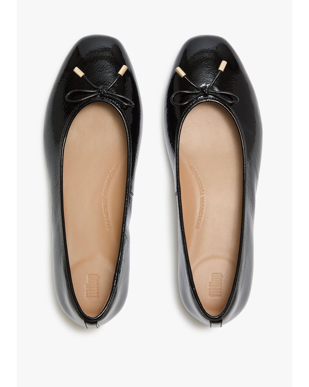 Fitflop Black Delicato Bow Leather Ballet Pumps