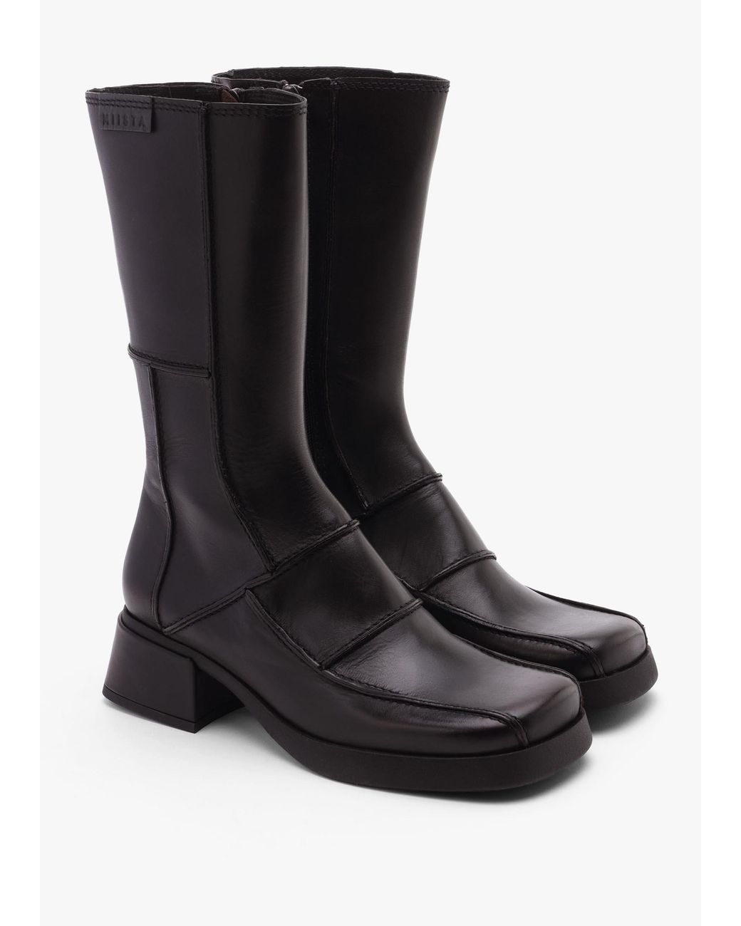 Miista Black Neaera Block Heel Calf Boots