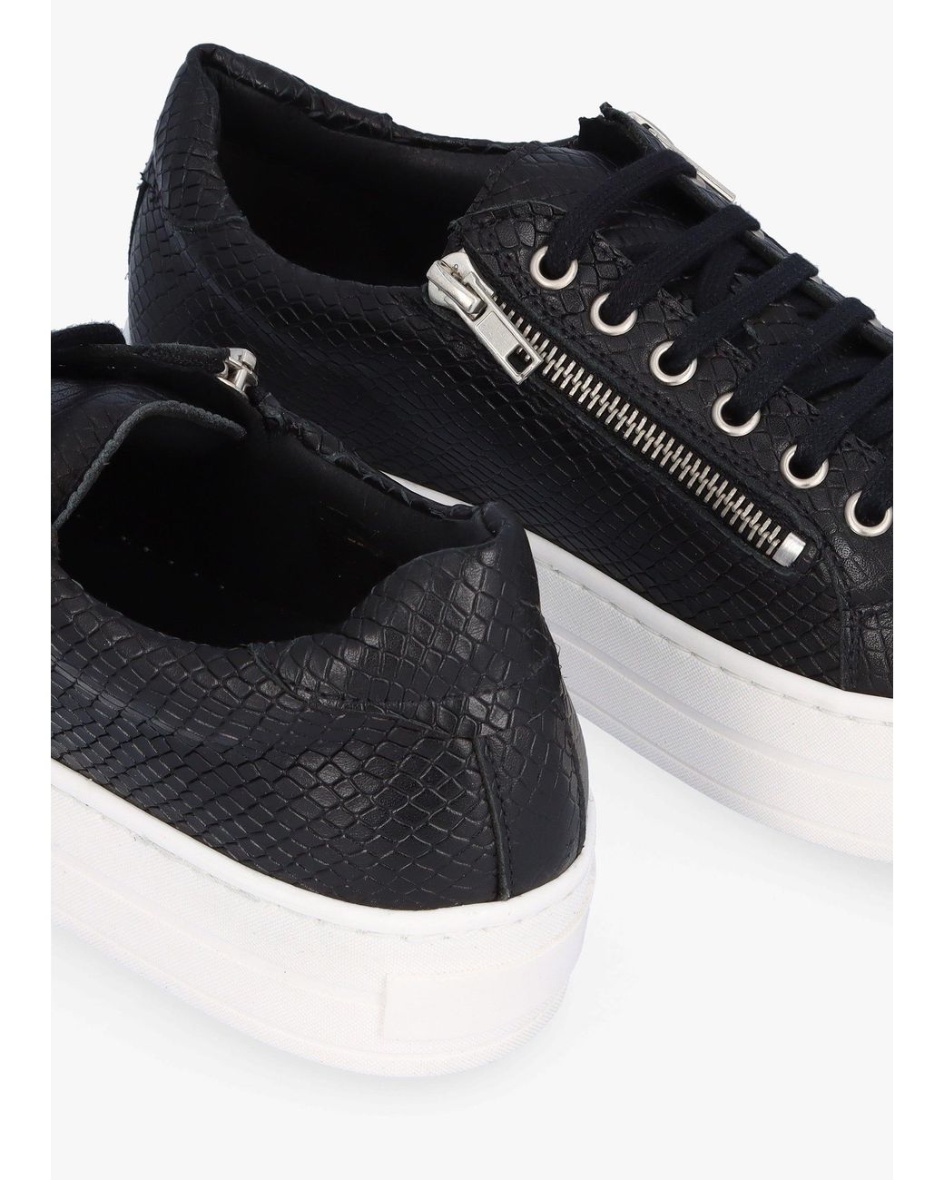 Daniel White Tippie Leather Reptile Double Zip Trainers