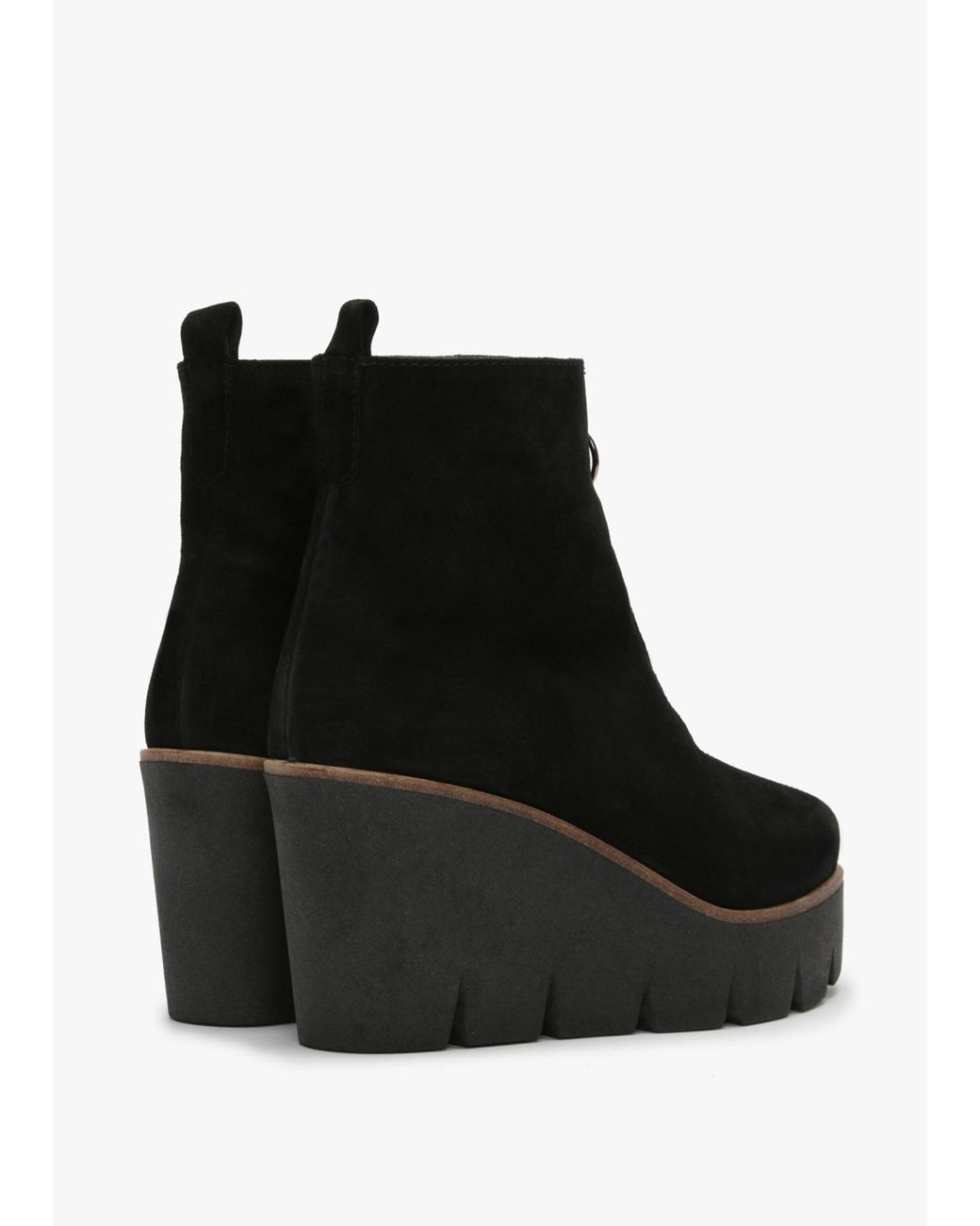 Alpe Black Hamal Zip Front Wedge Ankle Boots