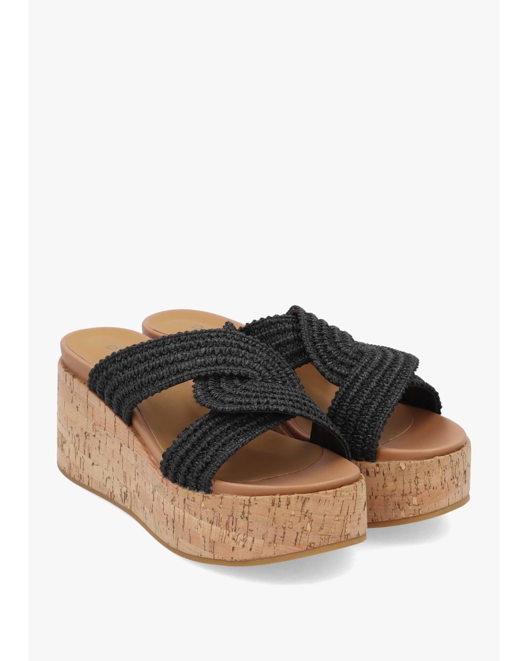 Daniel Black River Woven Raffia Flatform Mules