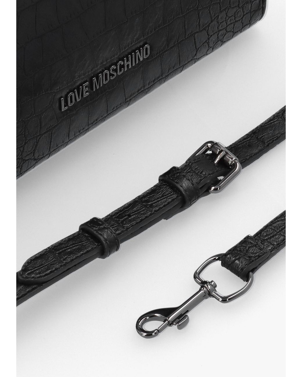 Love Moschino Black Moc Croc Shopper Bag