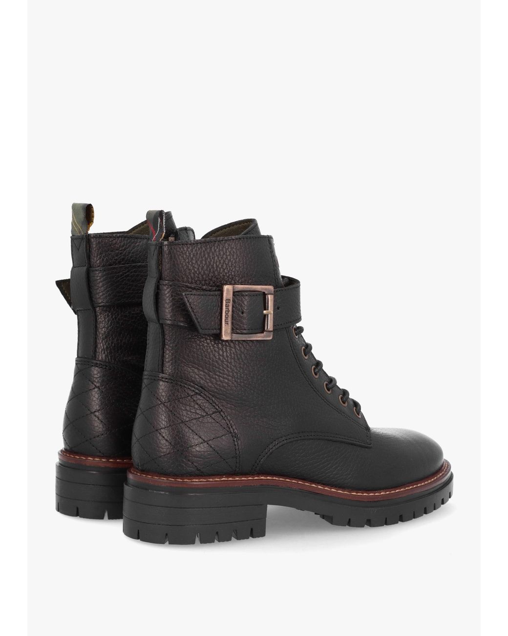 Barbour Black Heidi Pebbled Leather Camando Ankle Boots