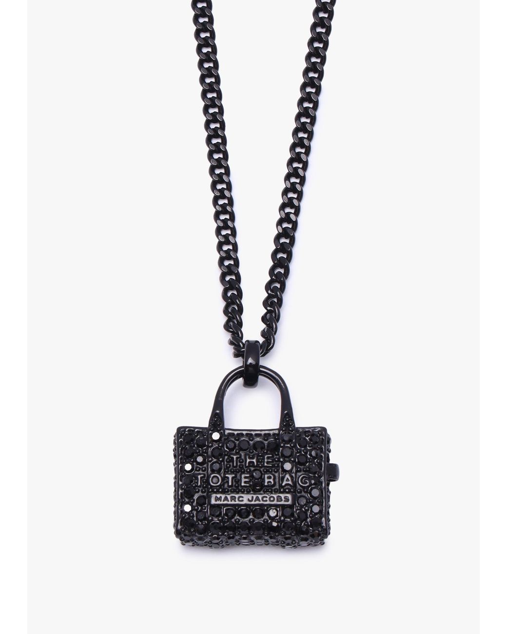 Marc Jacobs Black The Pave Tote Bag Crystal Necklace