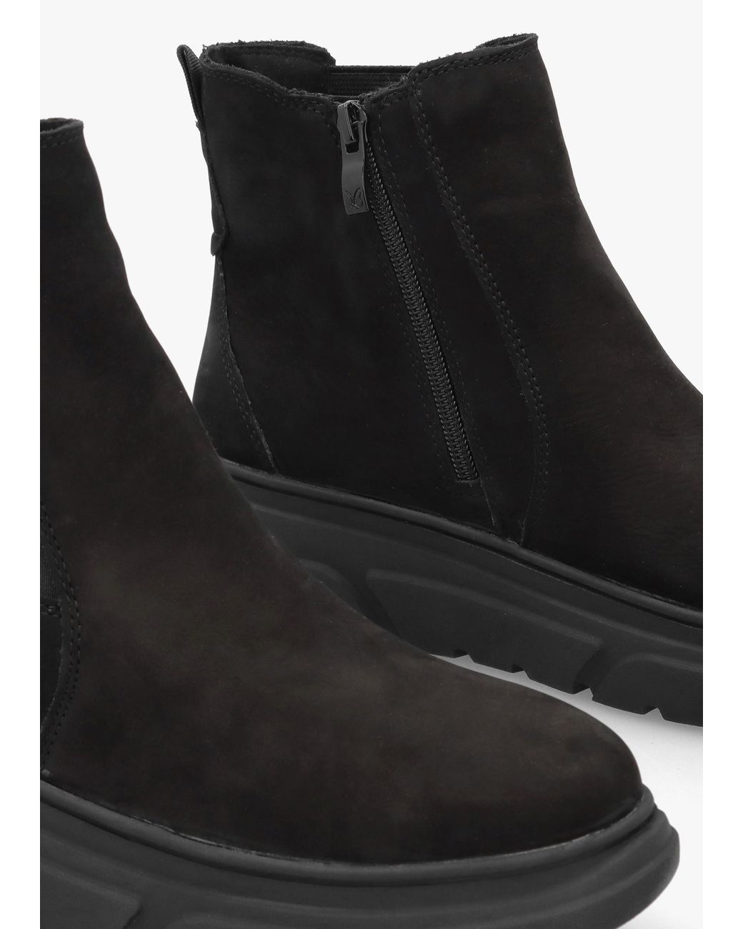 Caprice Black Nubuck Ankle Boots