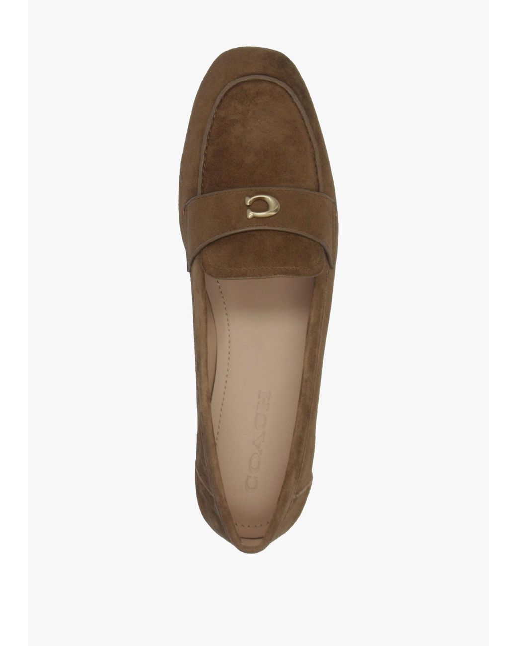 COACH Brown Sculpted C Coconut Suede Loafers