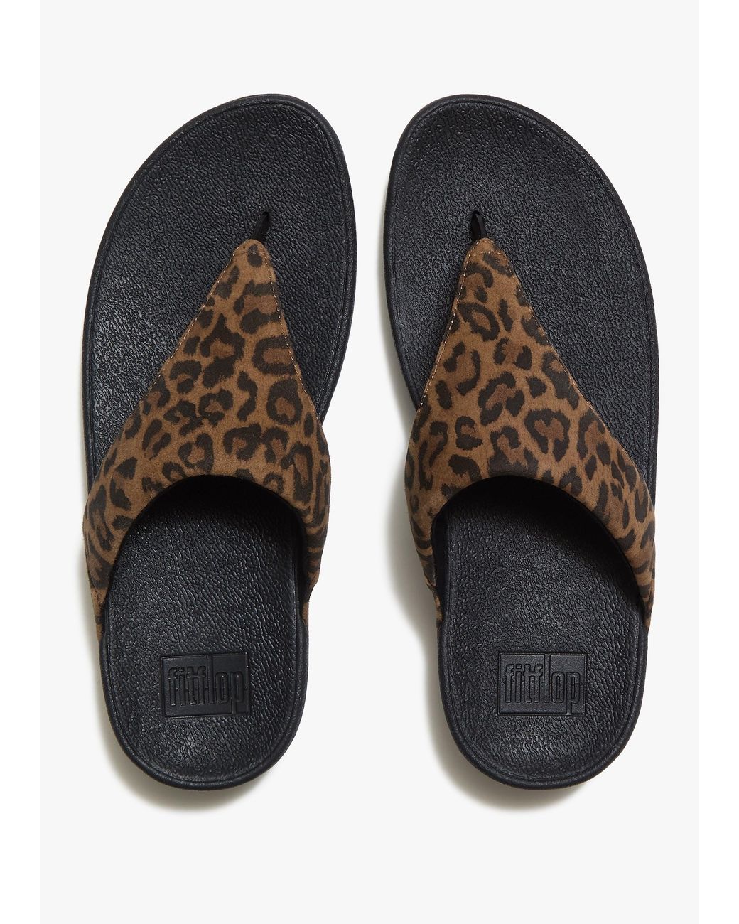 Fitflop Brown Lulu Leopard Suede Toe Post Sandals