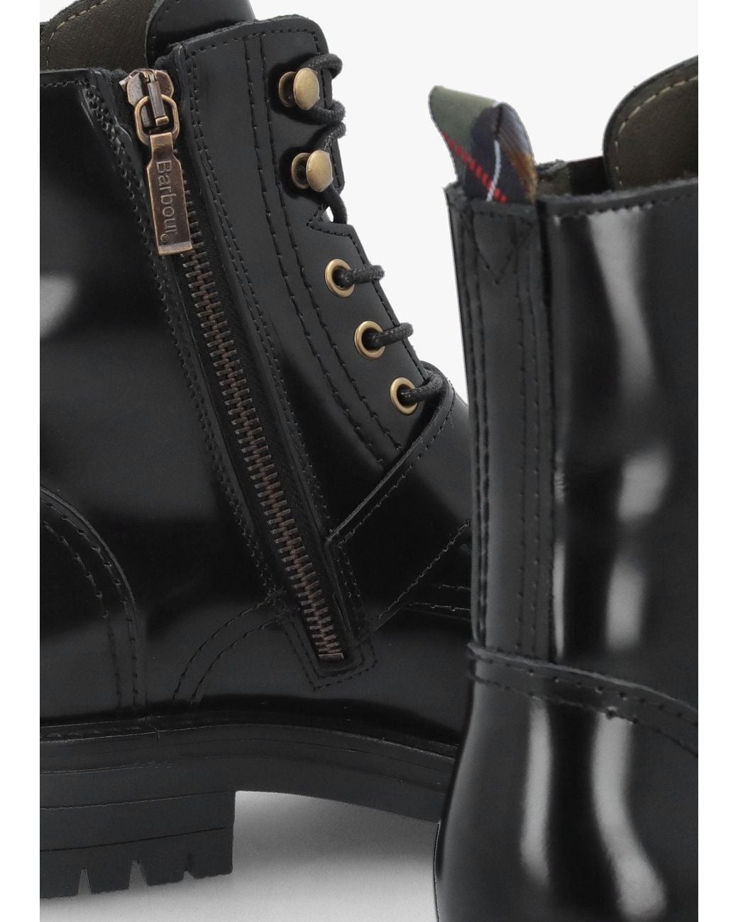Barbour Black Ouseburne Glace Leather Biker Boots