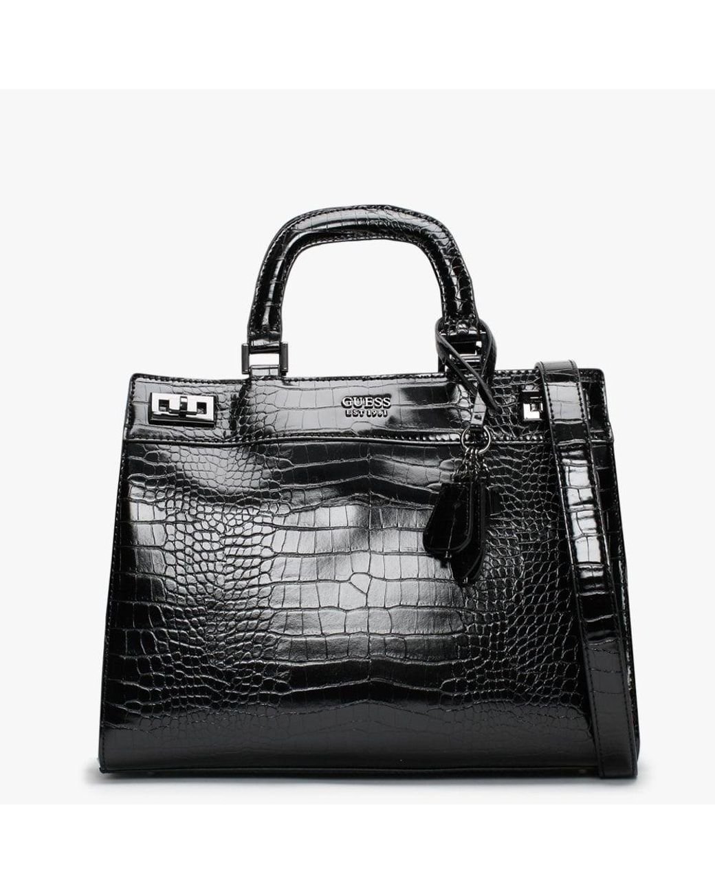  GUESS Womens Katey Croc Luxury Satchel, Black, One Size US :  Clothing, Shoes & Jewelry