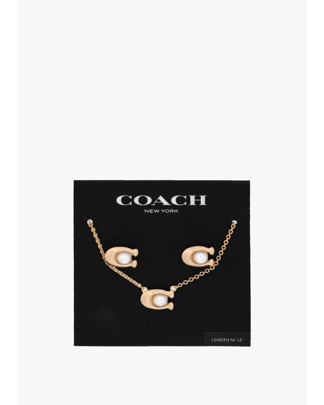 COACH Black Pearl C Stud & Necklace Set