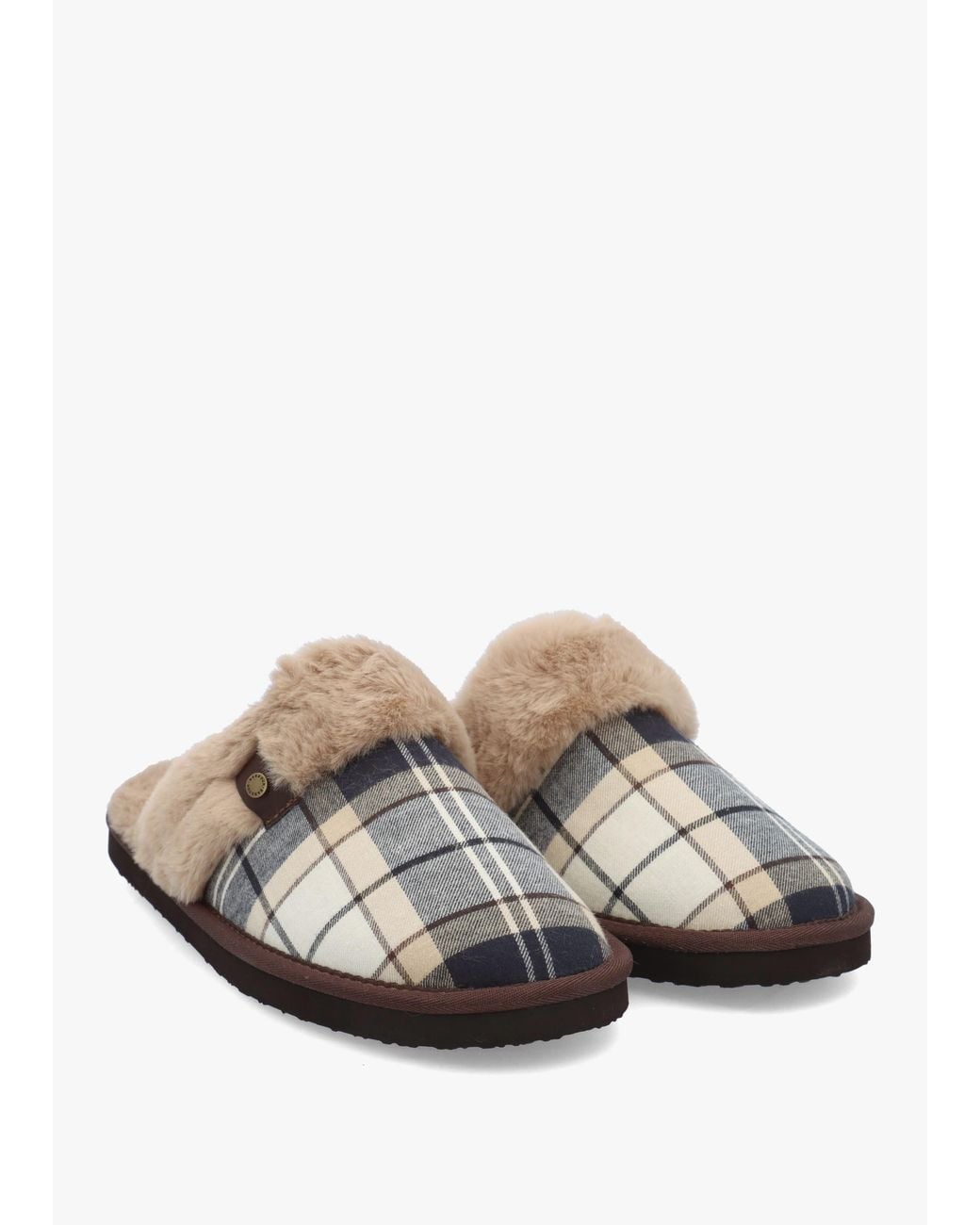 Barbour White Claudia Light Birchwood Mule Slippers