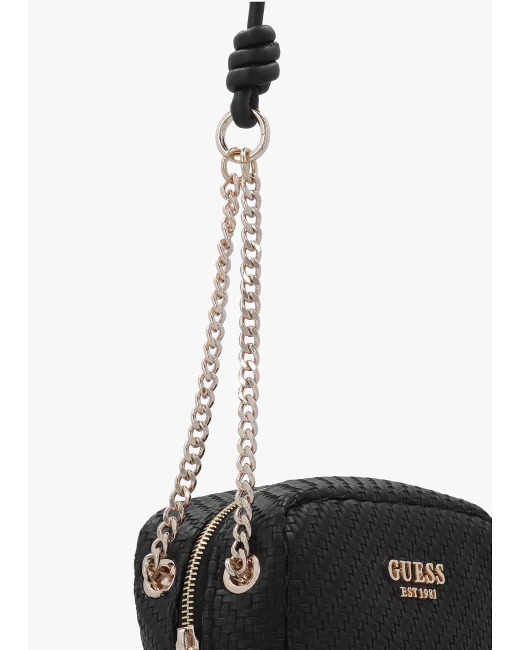 Guess Black Mirema Small Woven Cross-Body Camera Bag