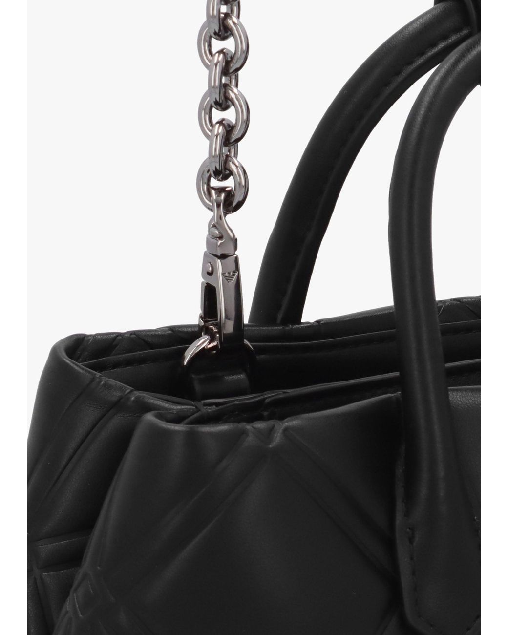 Emporio Armani Black Diamond Quilt Nero Mini Tote Bag