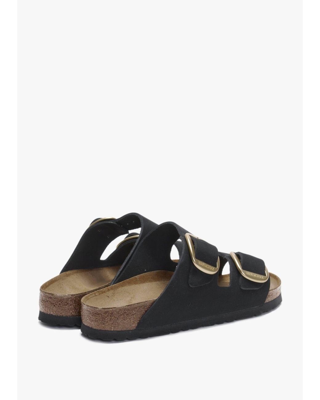 Birkenstock Black Arizona Big Buckle Nubuck Leather Two Bar Mules